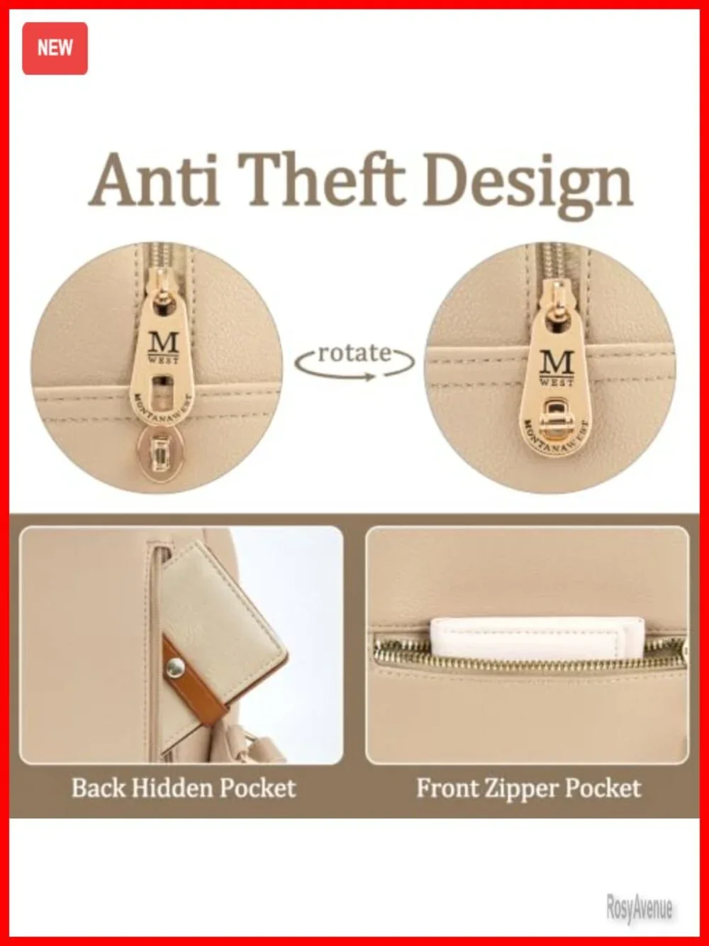 Mini Anti Theft Backpack Purse with Secure Lock and Tassel